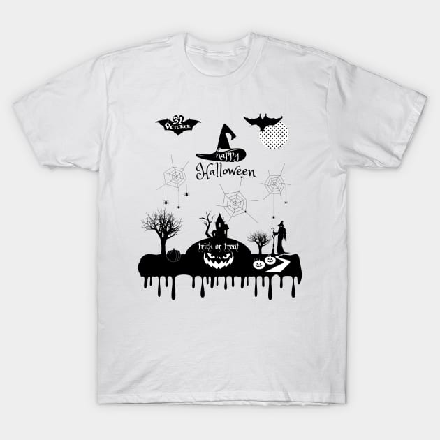 Halloween. Treat or Trick Halloween Pumpkin Magic Witch Woman Spider T-Shirt by sofiartmedia